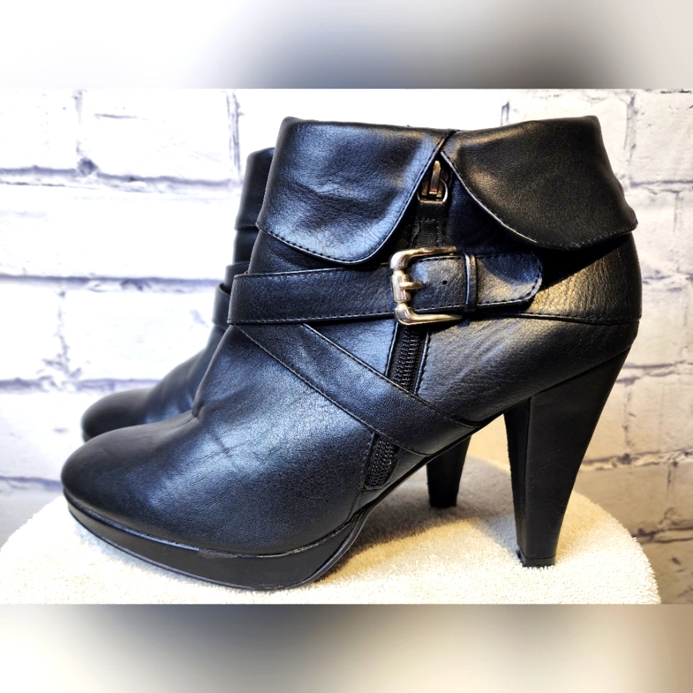 Lane Bryant black boot heels, 10W with side zipper and buckle design